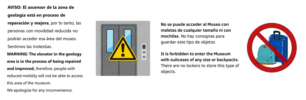 Aviso ascensor averiado y maletas