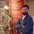José María López Rey junto a la reproducción de un esqueleto neandertal / José MAría Cazcarra (MNCN-CSIC)