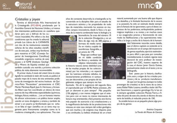Portada de la sección "Libros" de la revista NaturalMente 04